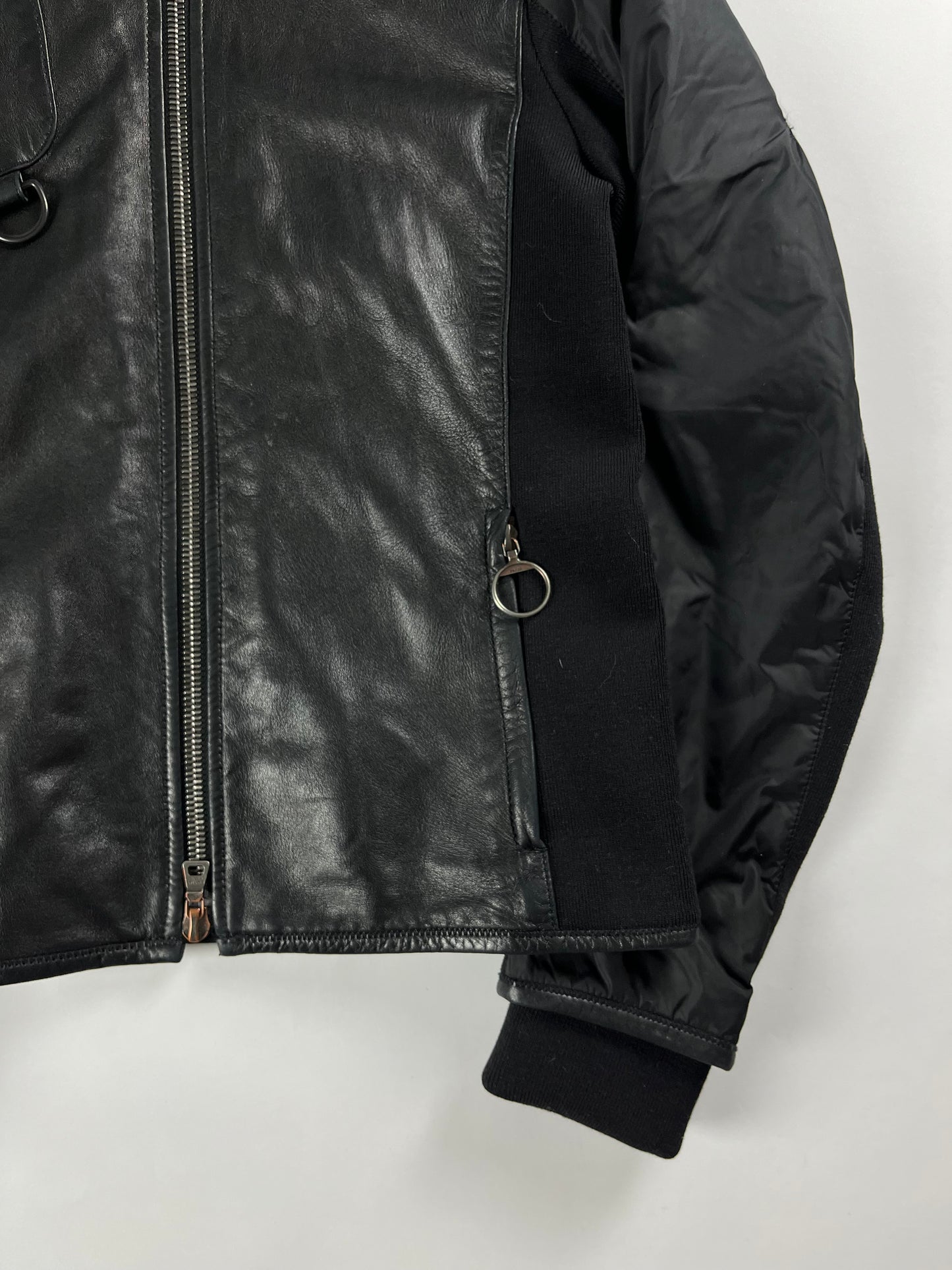 Prada Wool Leather Turtleneck Jacket - S