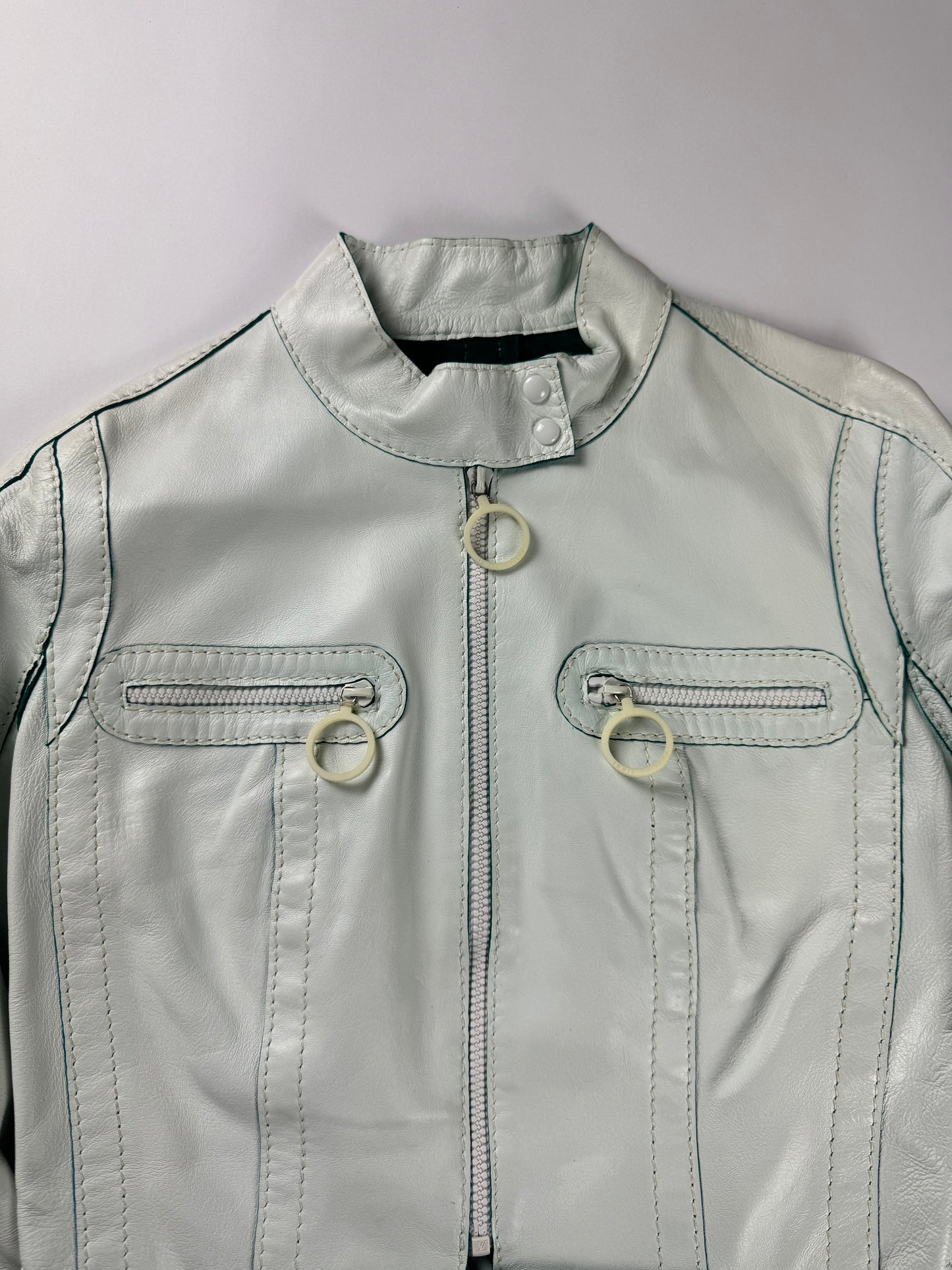 Louis Vuitton Unfinished Sample Celeste Perfecto Leather Jacket Resort 2016 - XS