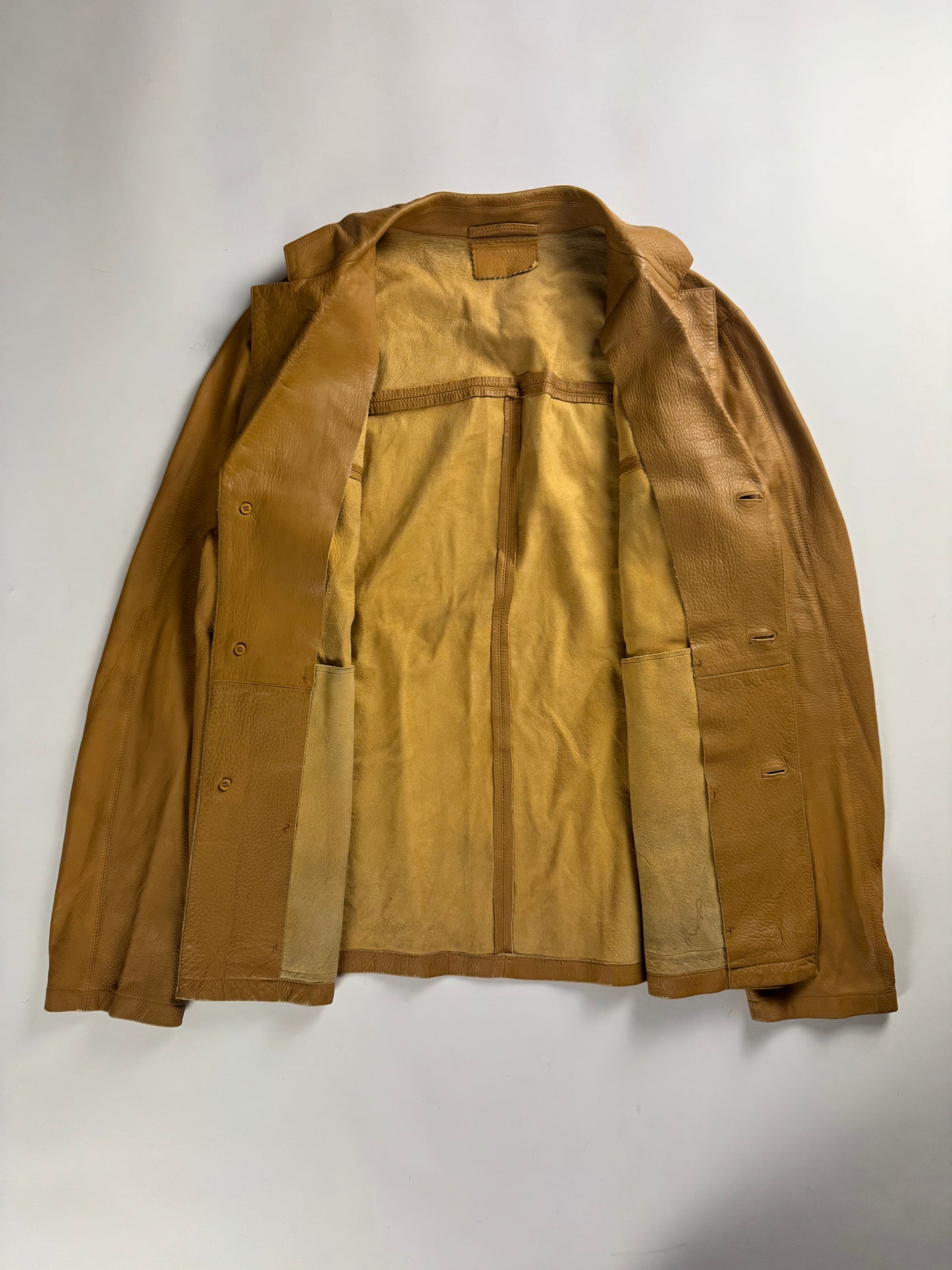 Prada Minimalist Camel Leather Buttoned Jacket SS 2001 - L