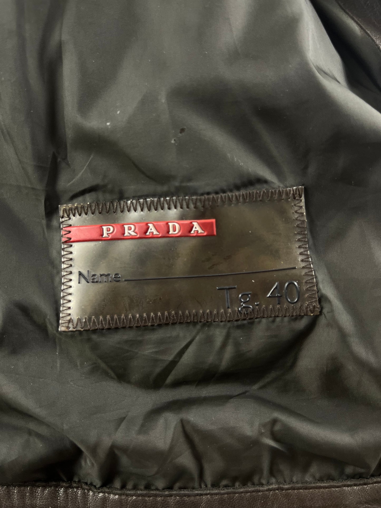 Prada Brown Leather Biker Jacket 2000s - XS