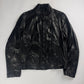 Gucci Tom Ford Dark Single Rider Stitched Panels Leather Jacket 2000s - M
