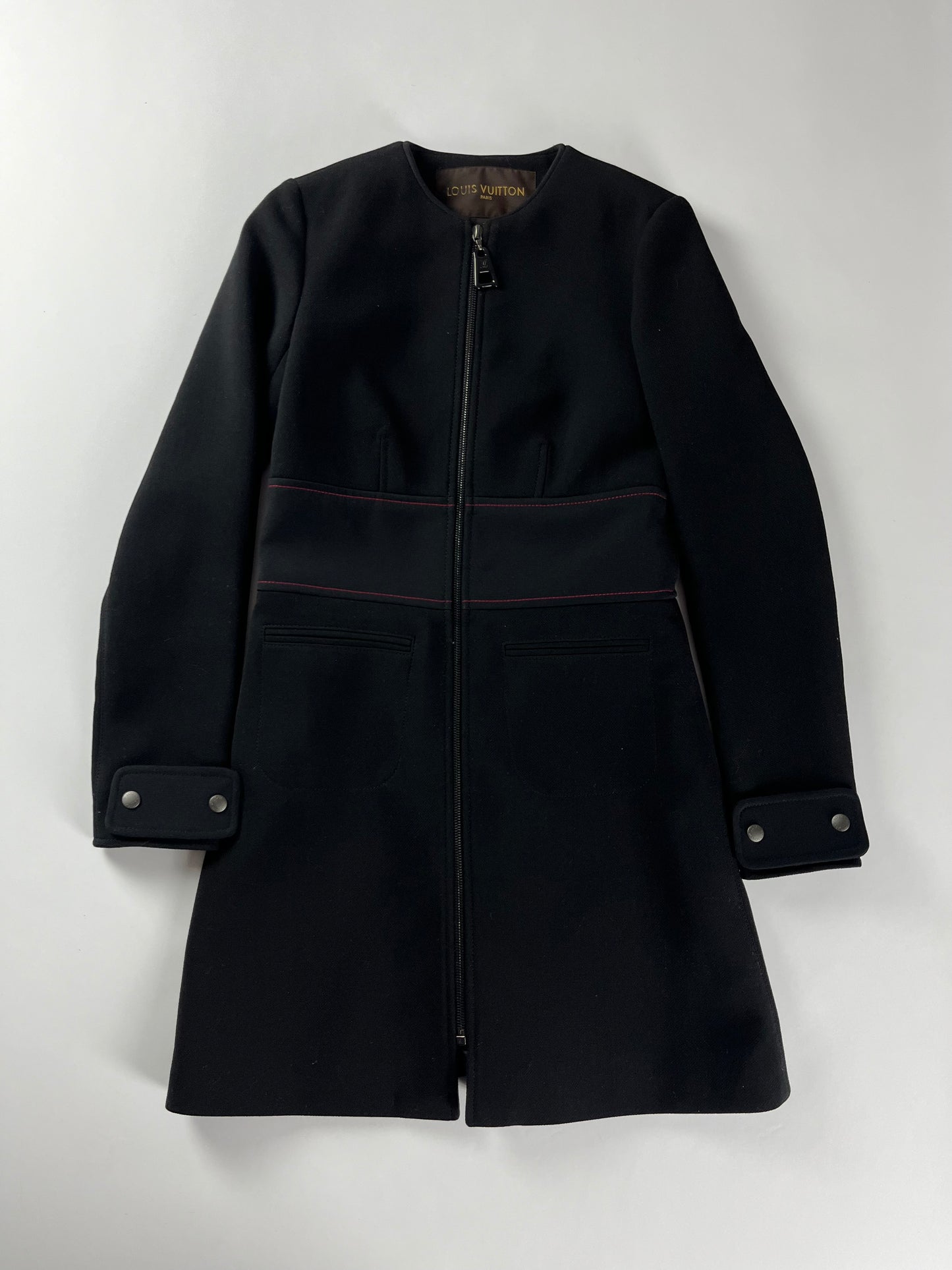 Louis Vuitton Premium Wool Button Cuffs Zip Coat - S