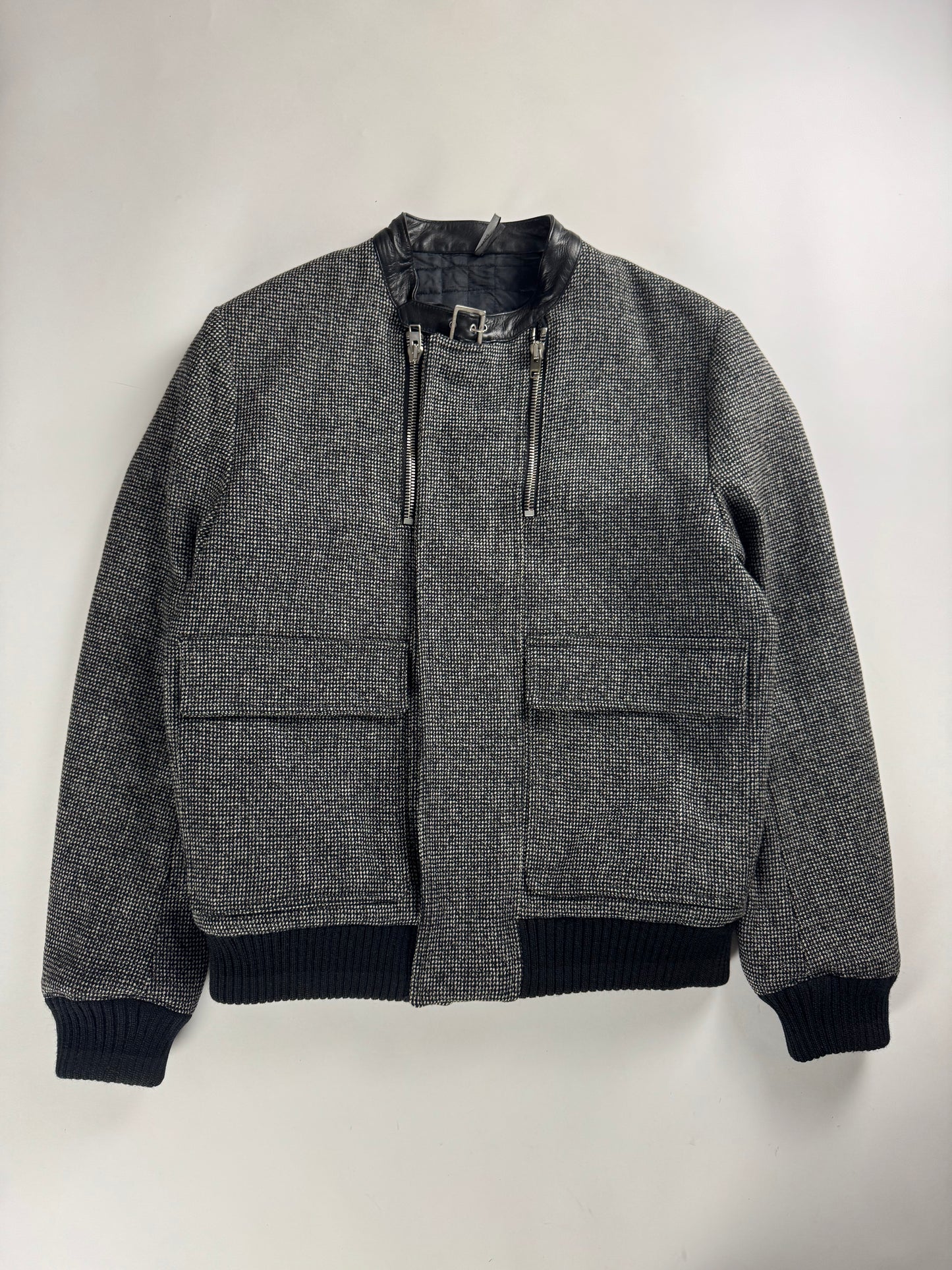 Dior Homme Wool Navigate Leather Belted Collar Bomber Jacket FW 2007 - L