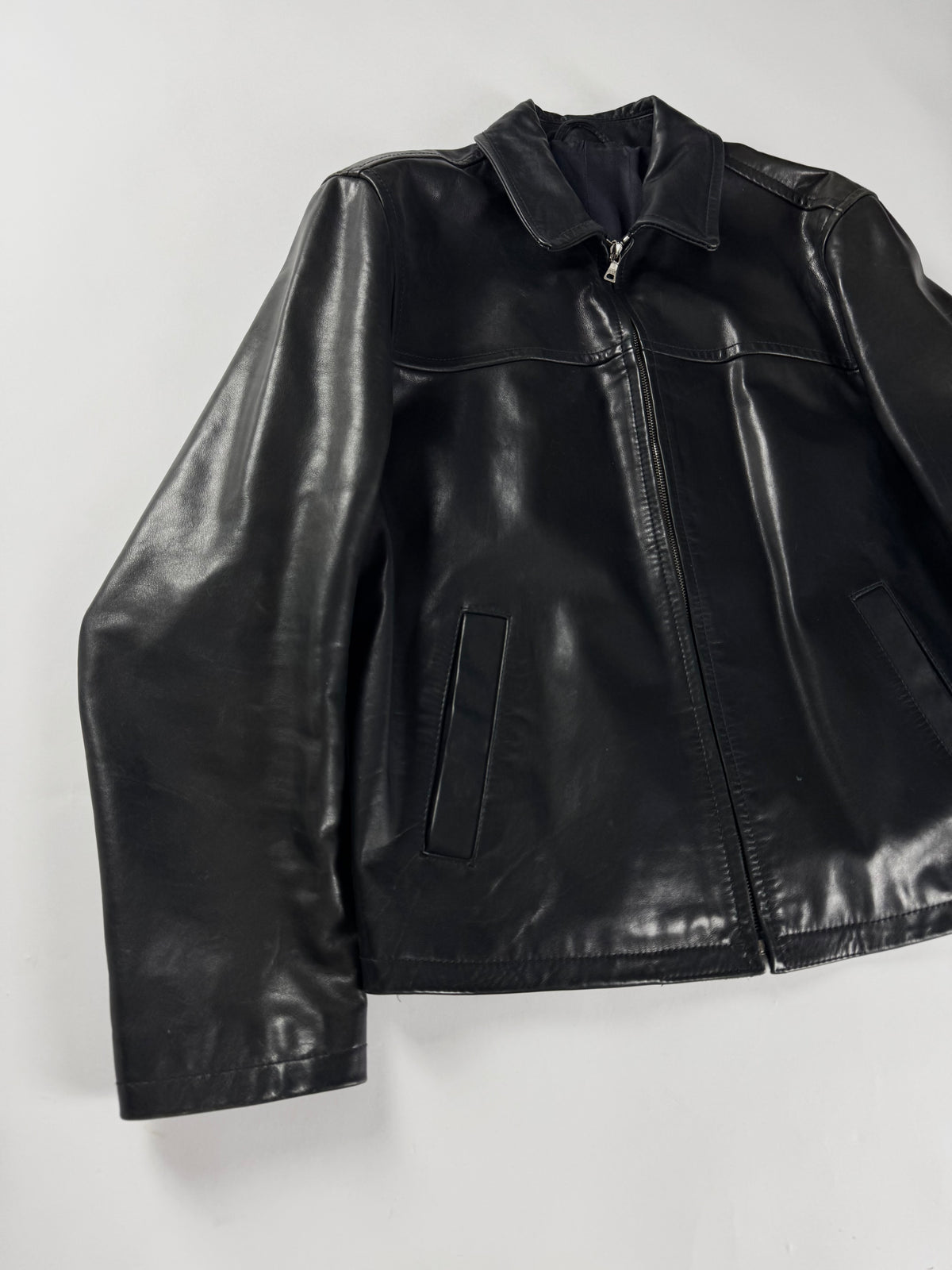Prada Black Minimalist Perfect Tailored Leather Jacket FW 1996 - M