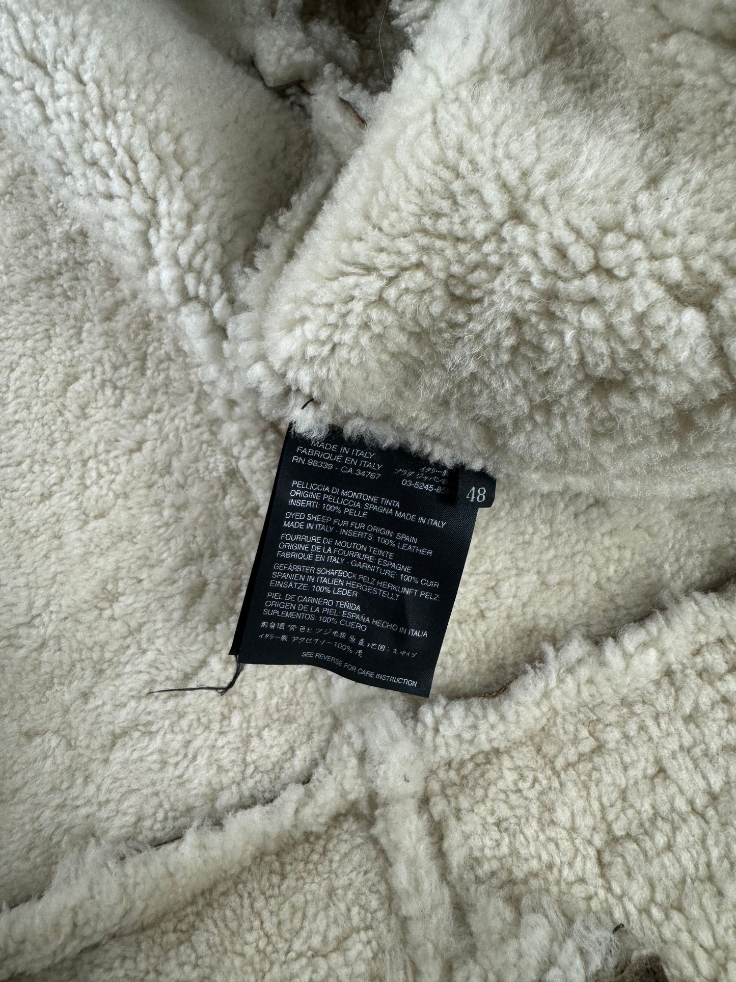 Prada Premium Leather Double Breasted Shearling Coat FW 2005 - M