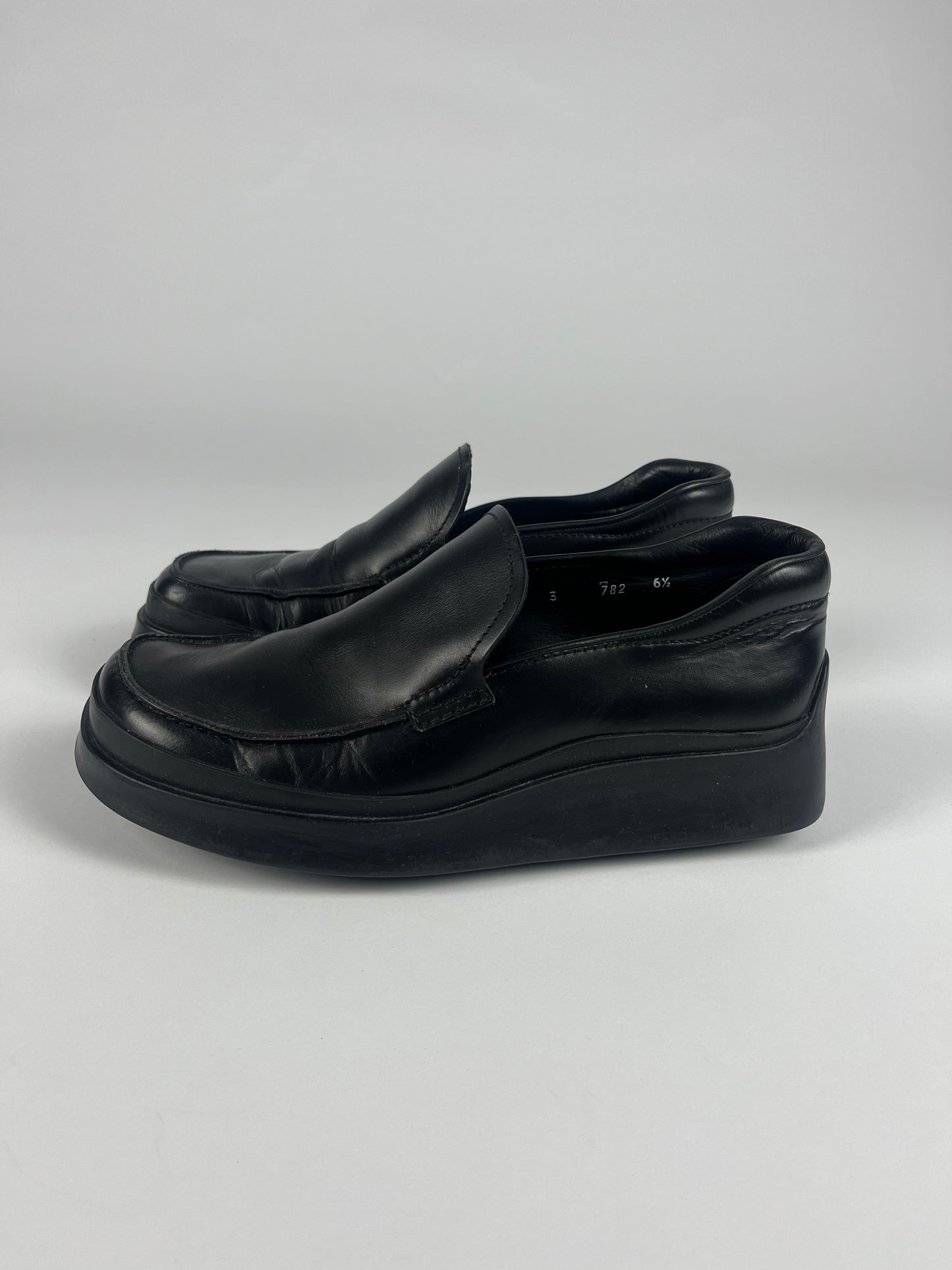 Prada Black Leather Platform Shoes SS 1998 - 41,5 EU