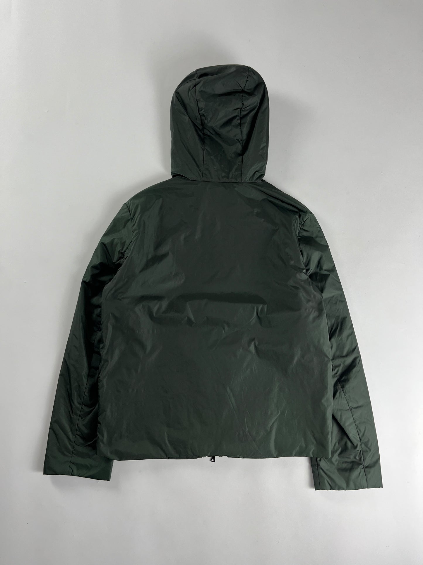 Prada Green Lantern Nylon Double Zip Hooded Jacket 1990s - S
