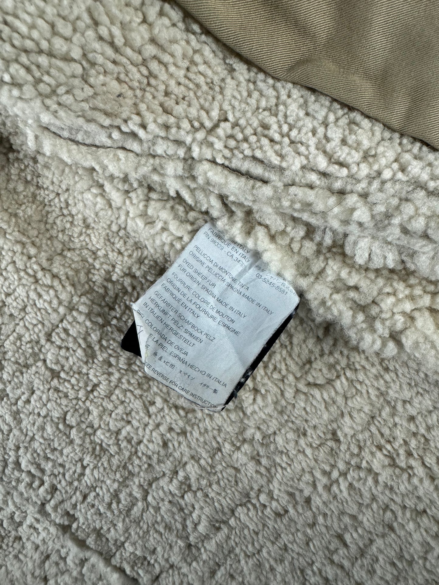 Prada Shearling Fur Lined Belted Aviator Jacket 2000s - L