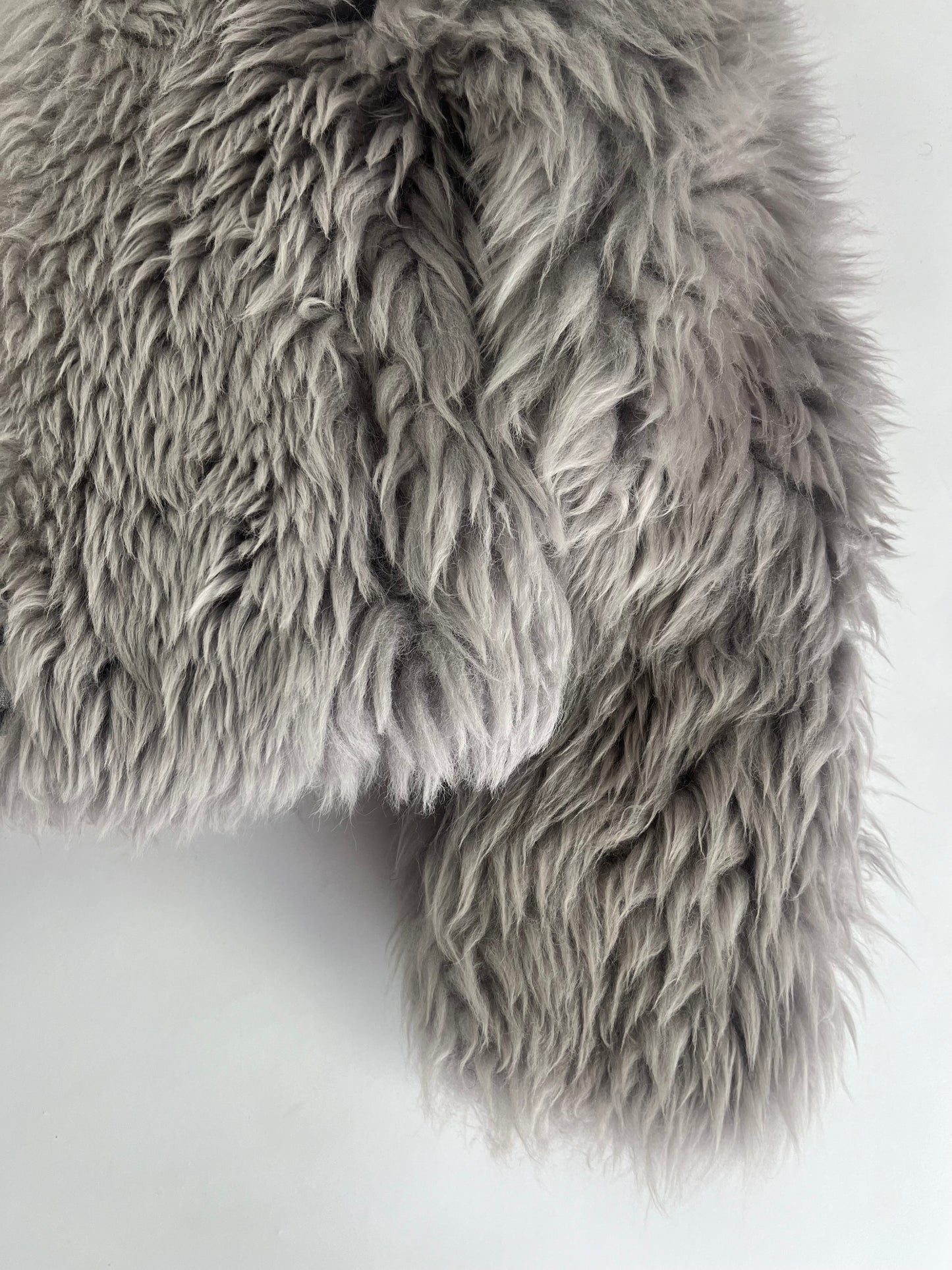 Louis Vuitton Sample Light Grey Fur Crop Jacket FW 2015 - S