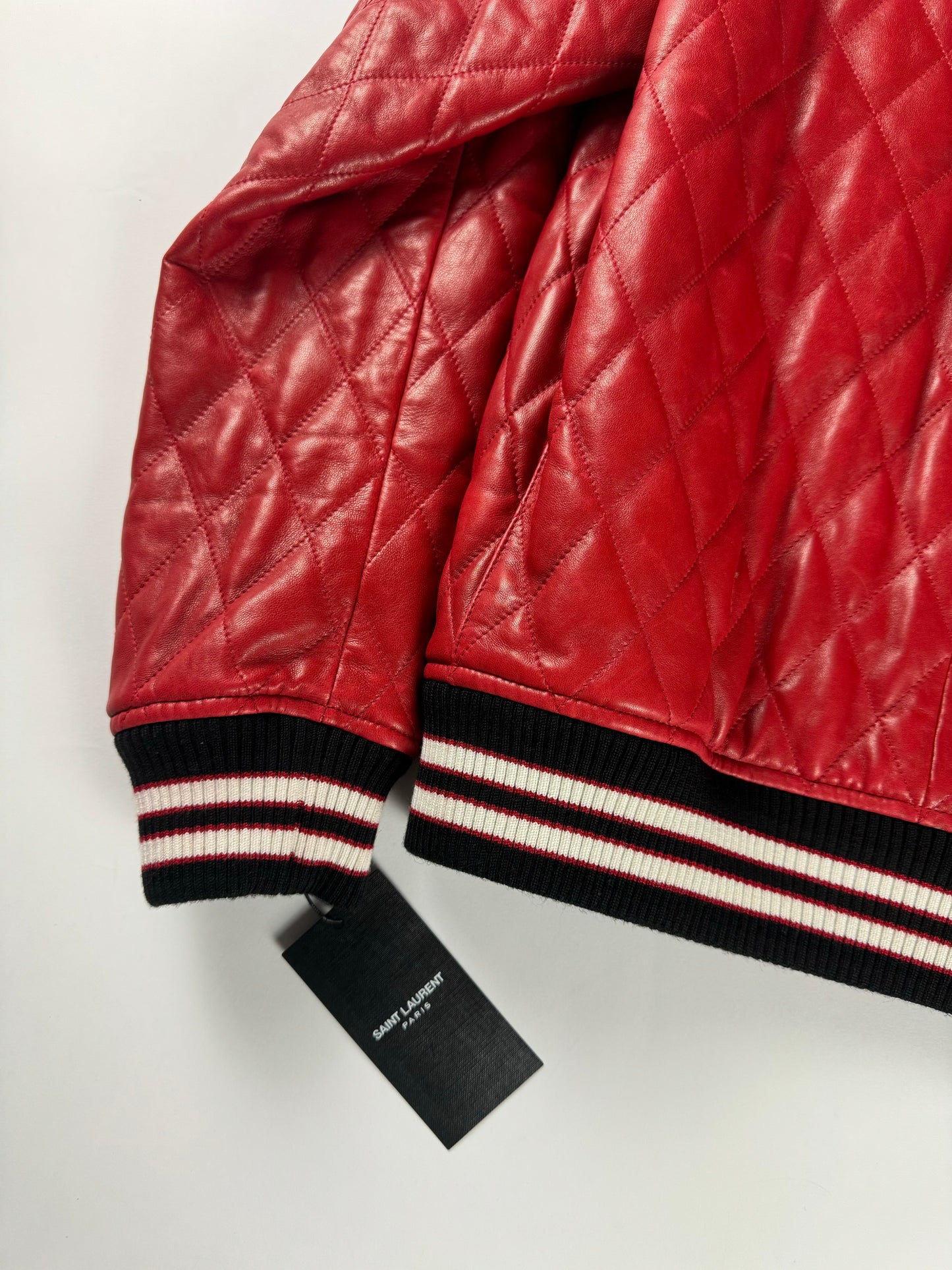 Saint Laurent Sample Quilted Baroque Damier Varsity Bomber Jacket SS 2018 - S