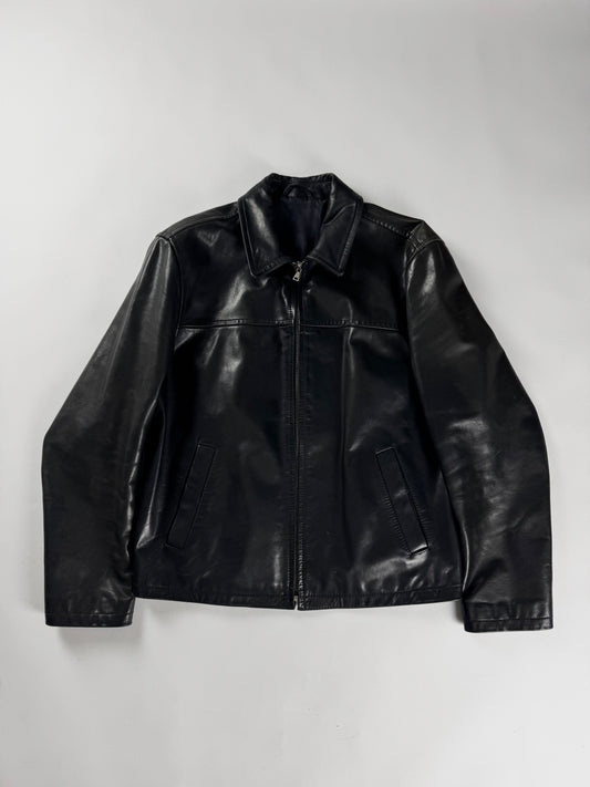 Prada Black Minimalist Perfect Tailored Leather Jacket FW 1996 - M