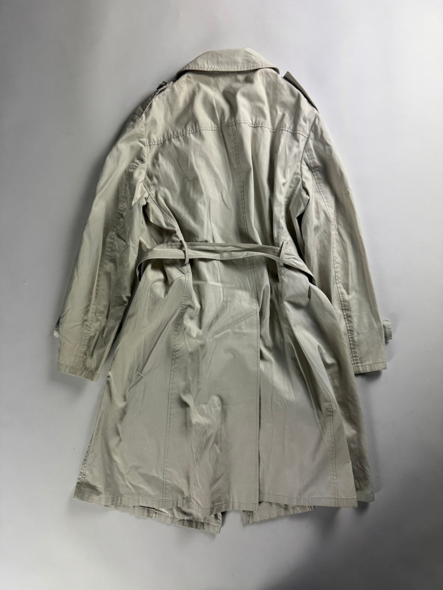 Miu Miu Light Grey Belted Trench Coat 2000s - S