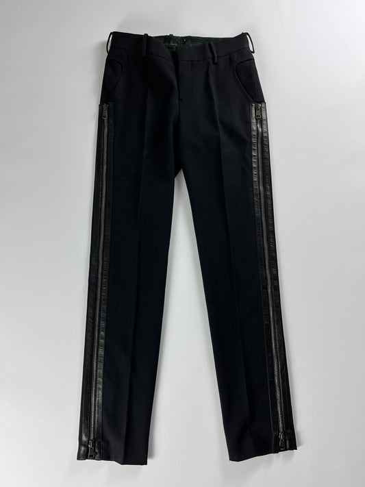 Gucci Leather Trimmed Zipper Pants FW 2001 - S