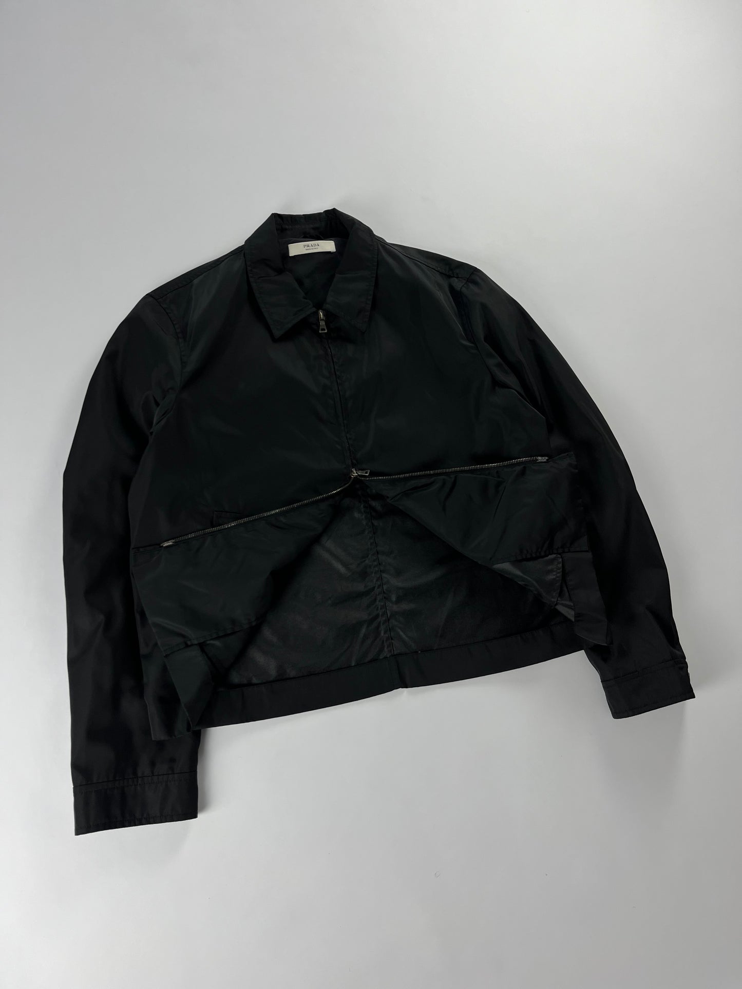 Prada Monochrome Midnight Minimalist Double Zip Jacket 2000s - L