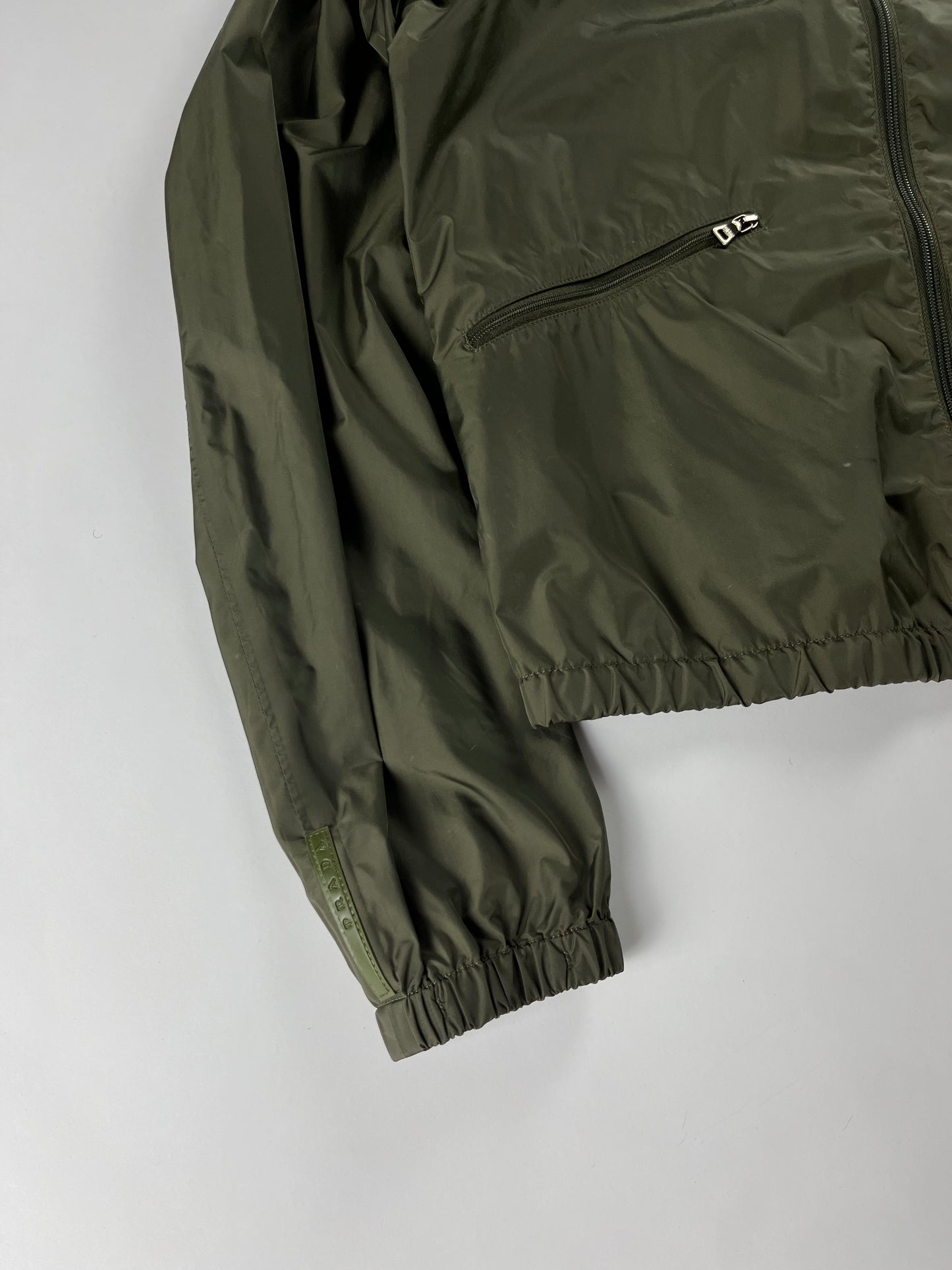 Prada Khaki Nylon Convertible Hood Utility Jacket SS 2010 - M