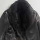 Prada Dark Fur Trimmed Double Breasted Sheepskin Leather Coat 2000s - S
