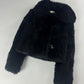 Louis Vuitton Sample Black Lamb Fuzzy Fur Crop Side Button Jacket FW 2015 - XS