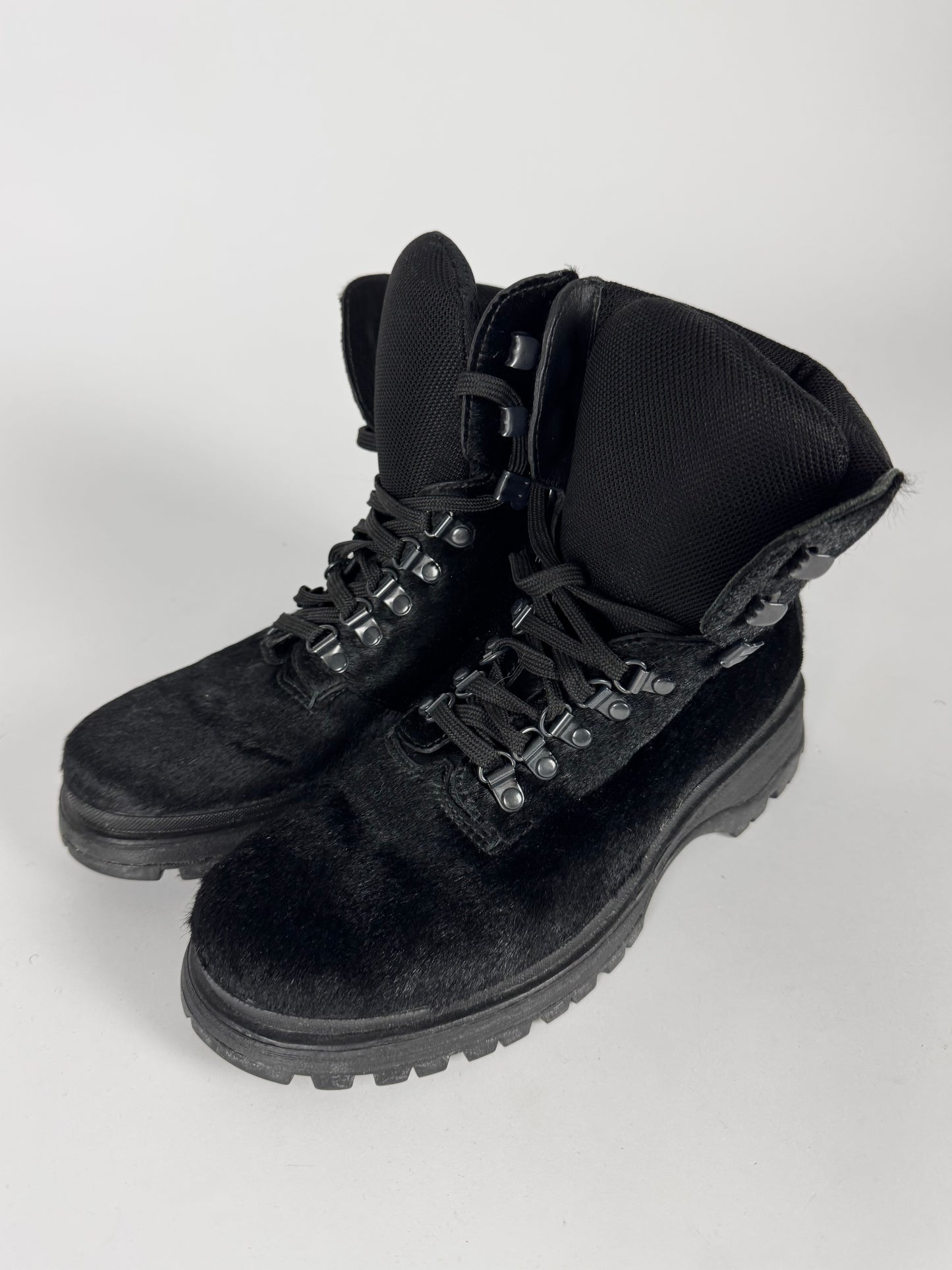 Prada Black Ponyhair Combat Boots FW 1999 - 37 IT/37,5 EU