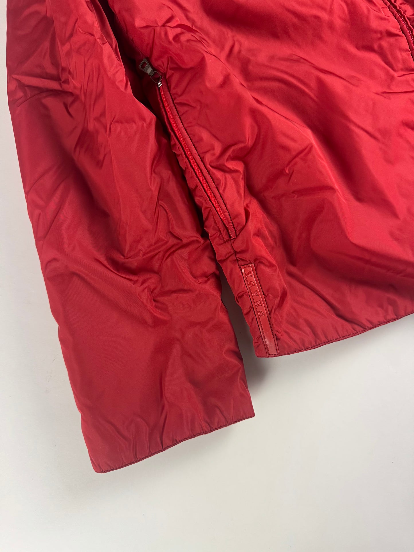 Prada Linea Rossa Red Nylon Collarless Jacket SS 2000 - L