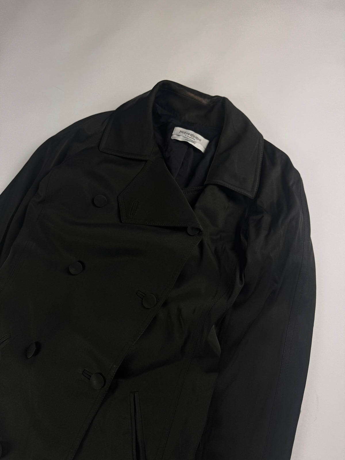 Yves Saint Laurent Sample Black Asymmetric Breasted Jacket 2000s - S