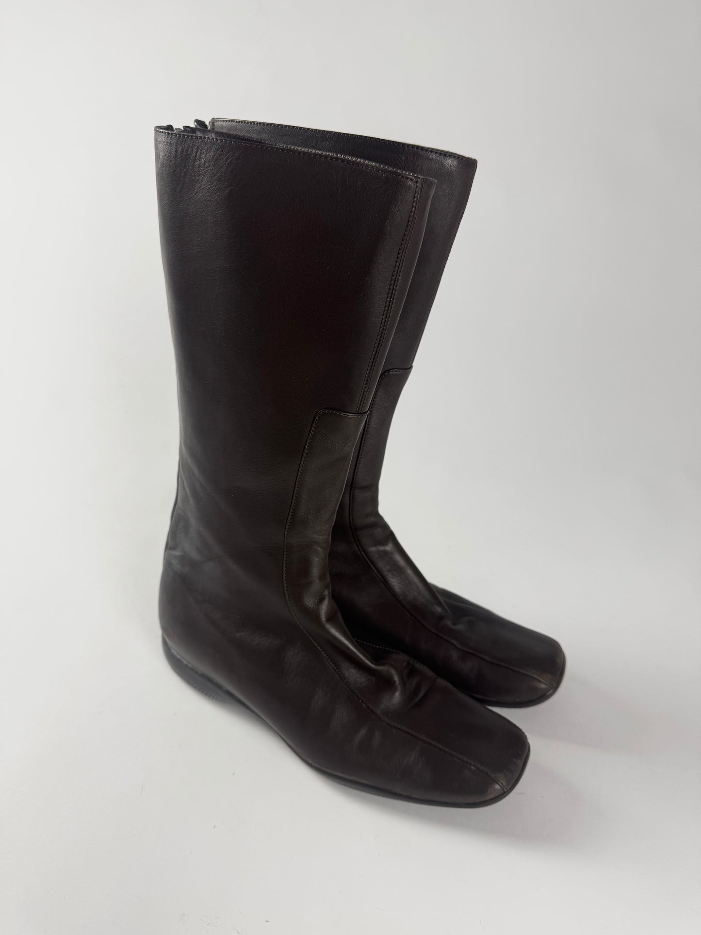 Prada Linea Rossa Brown Leather  Boots SS 1999 - 37,5 IT/38,5 EU