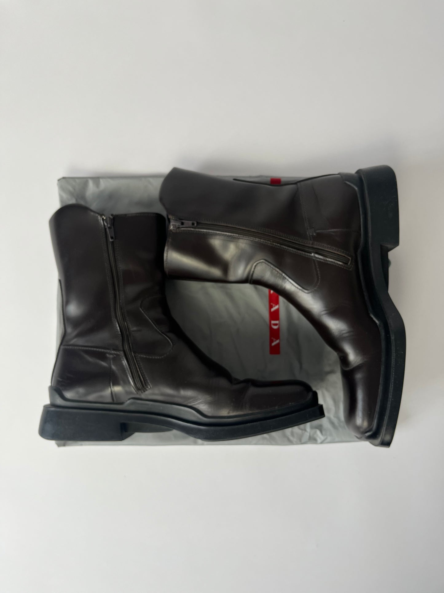 Prada Black Leather Square Toe High Boots FW 1999 - 43,5 EU