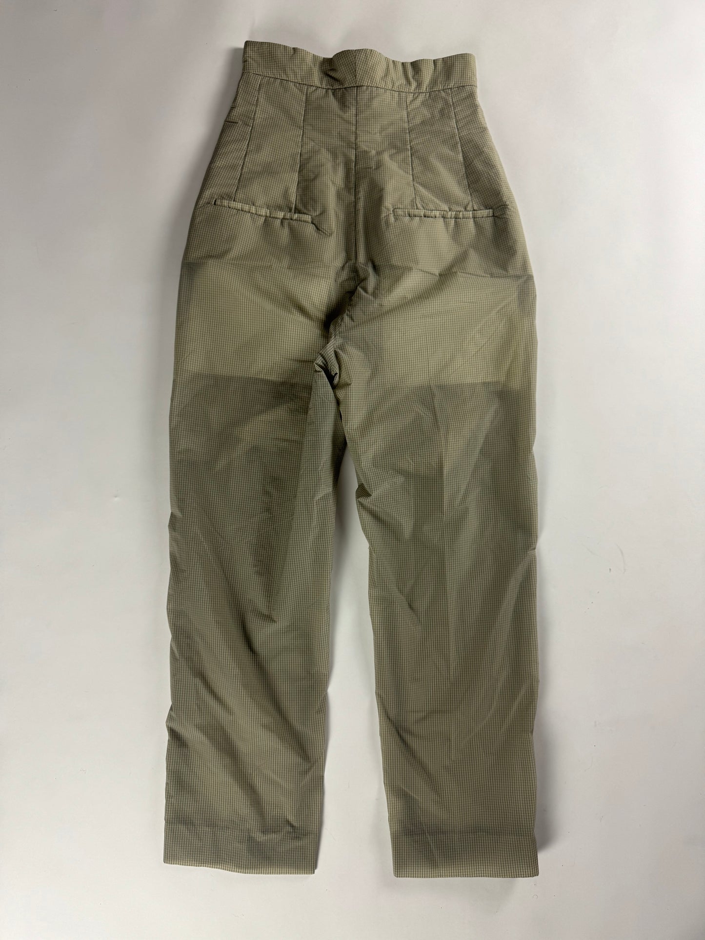 Rick Owens High Waisted Beige Micro Check Trousers - S