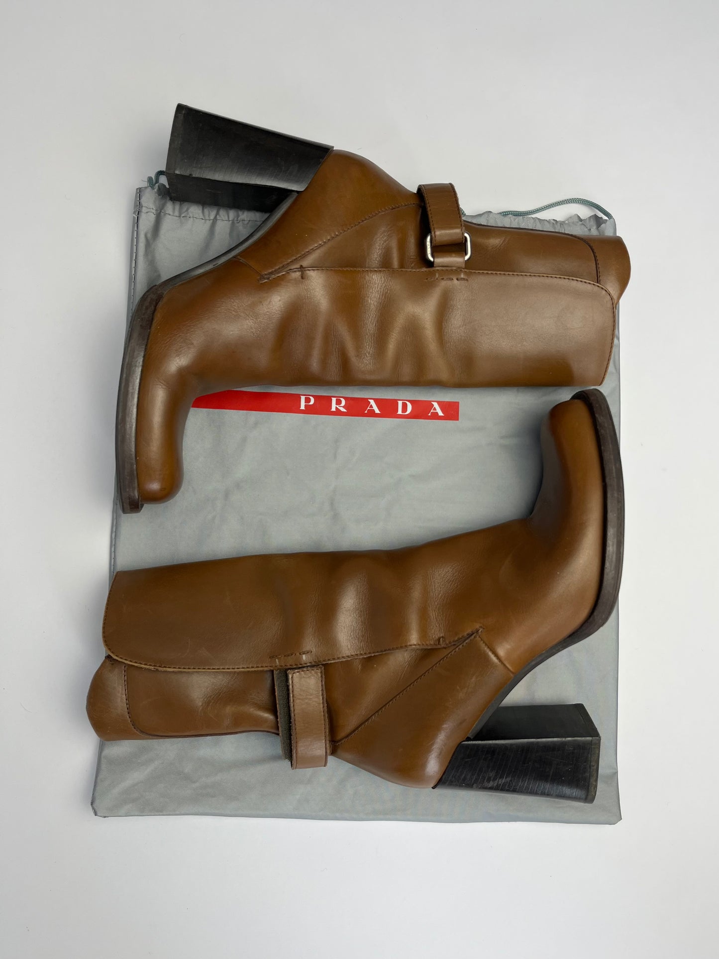 Prada Strapped Camel Leather Boots SS 1999 - 38 IT/39 EU