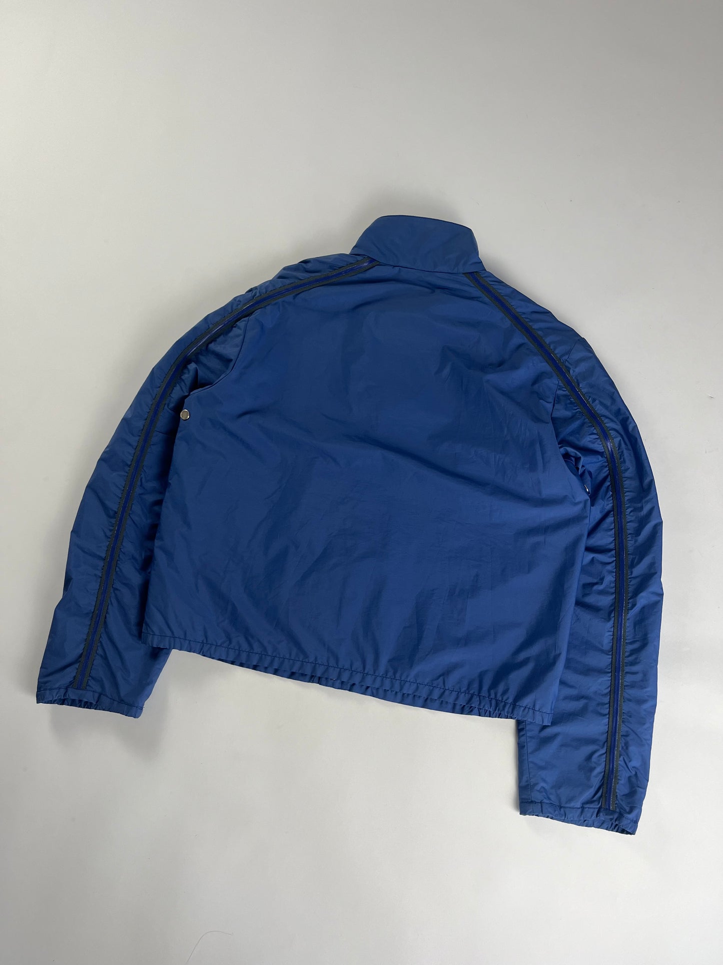 Prada Linea Rossa Electric Line Blue Nylon Moto Jacket SS 2000 - L