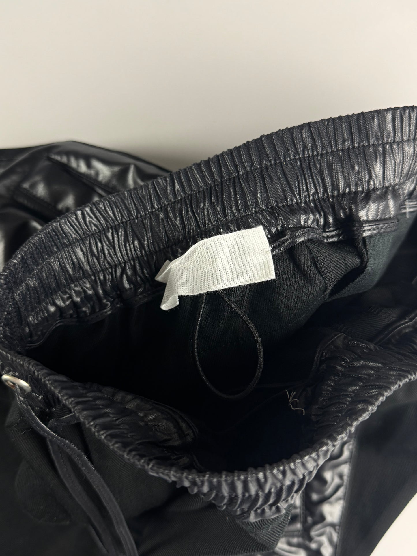 Hermès Sample Black Shiny Nylon Panel Straight Cotton Pants FW 2021 - M
