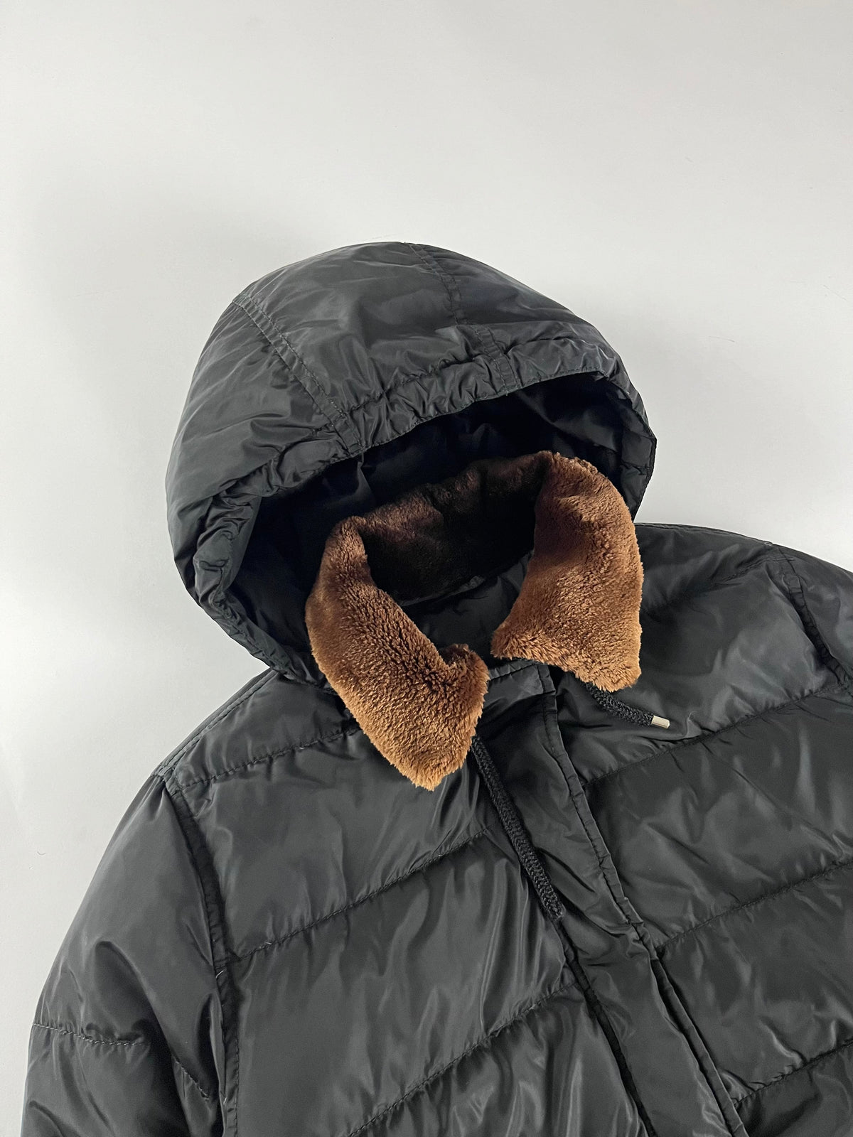 Prada Converted Hooded Fur Collar Long Puffer Jacket FW 1998 - L