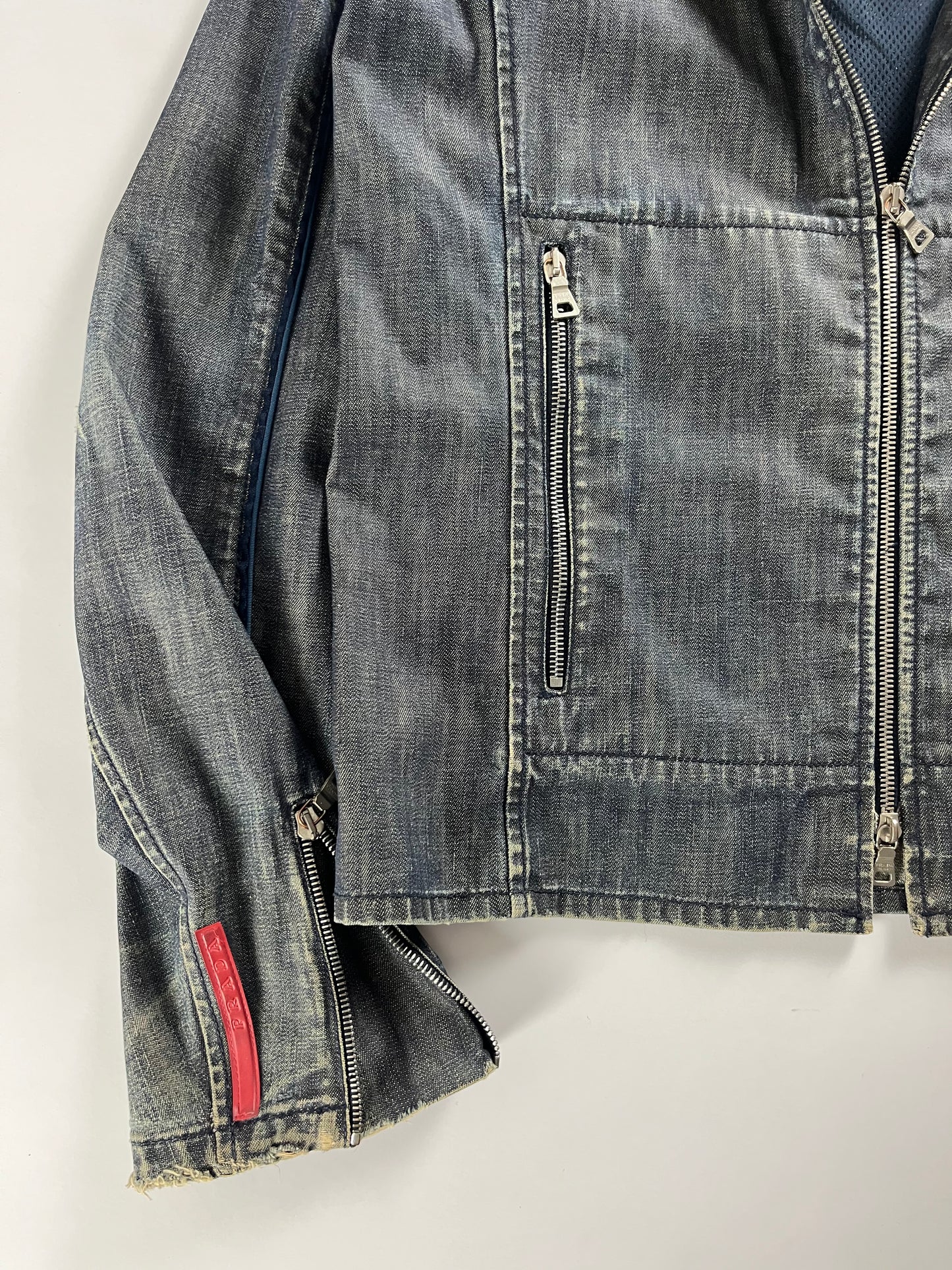 Prada Linea Rossa Denim Motor Jacket 2000s - M