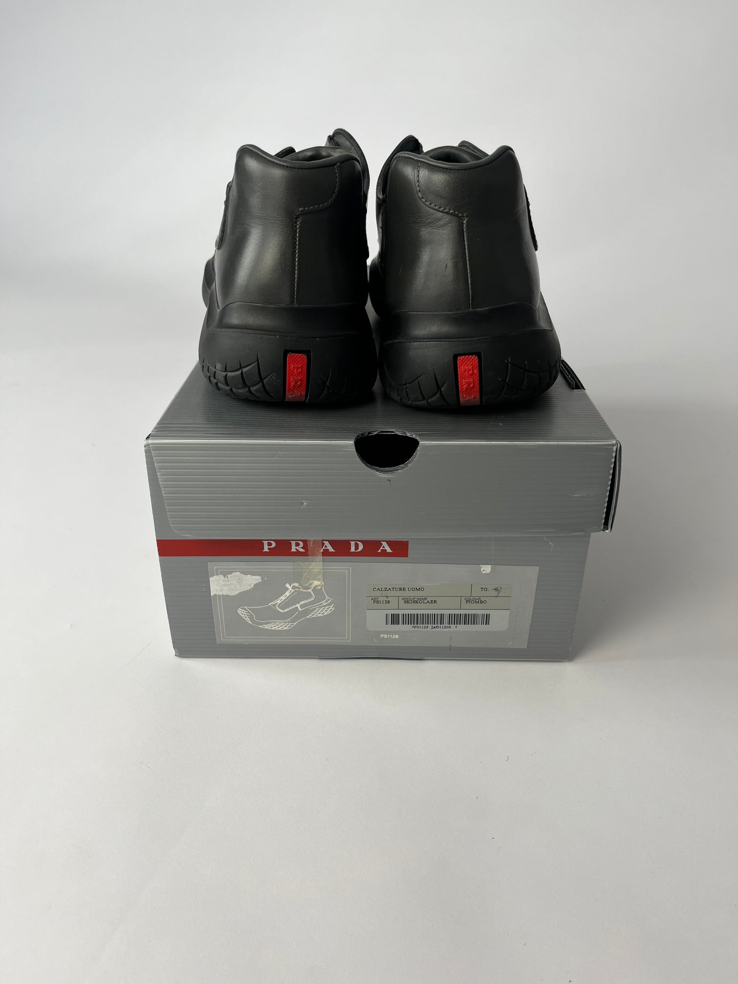 Prada Linea Rossa Black Leather Trainers FW 1999 - 44 EU