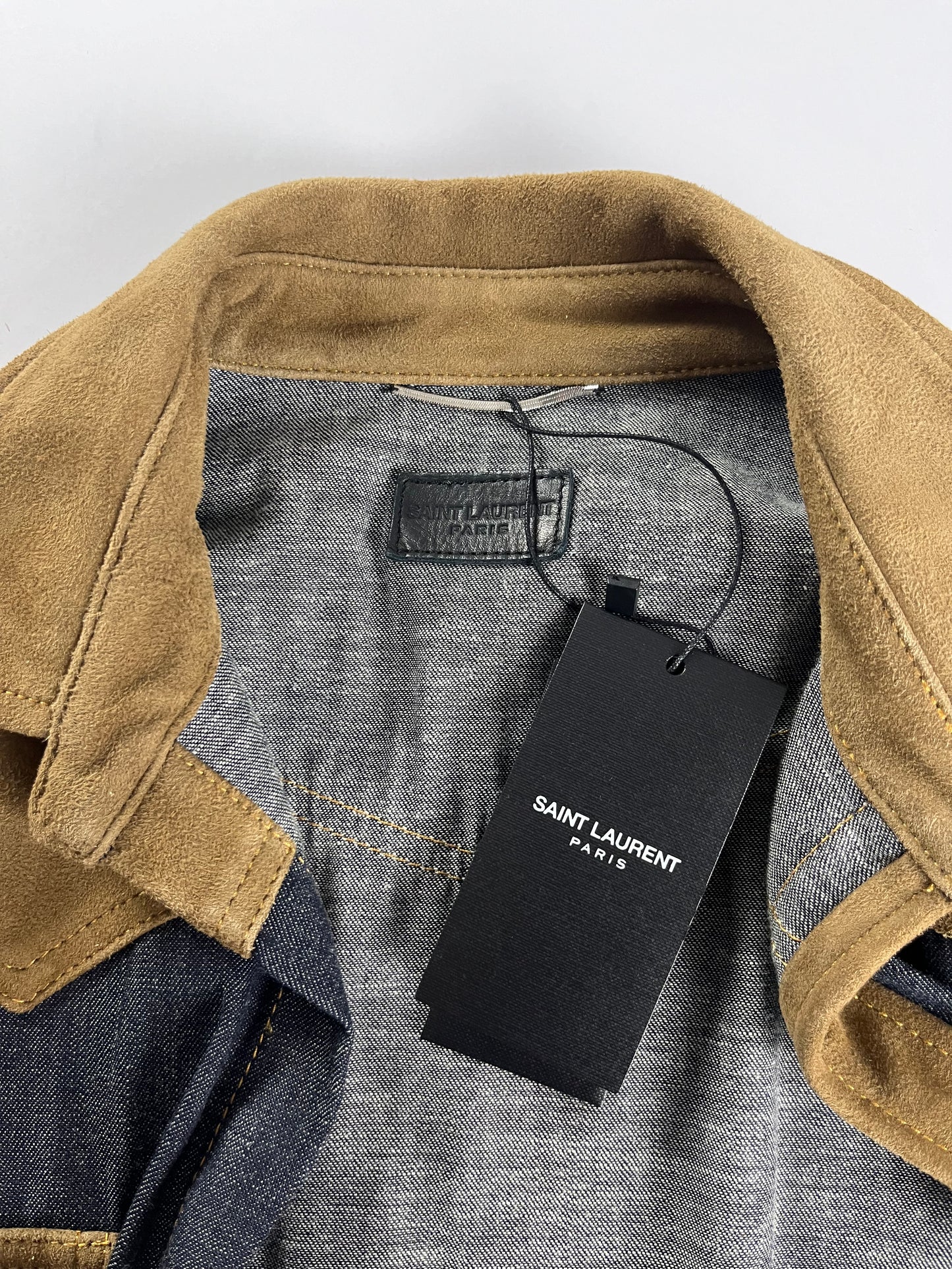 Saint Laurent Sample Denim Rodeo Suede Shirt SS 2014 - S
