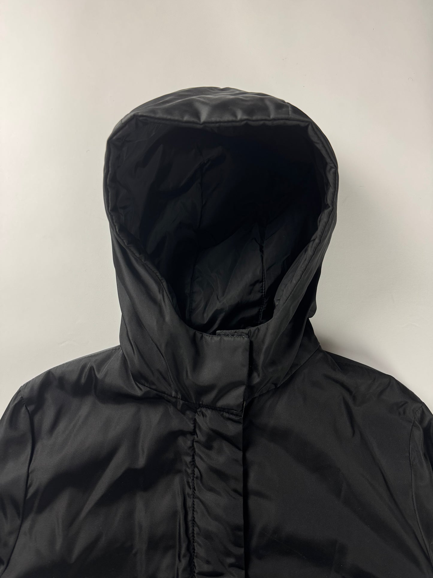 Prada Strapped Belted Nylon Hooded Coat FW 1999 - S