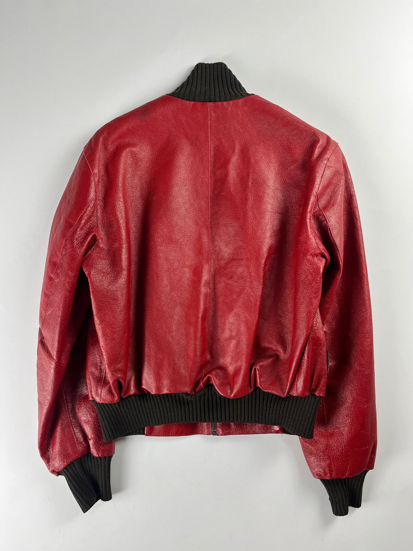 Prada Premium Red Leather Bomber Jacket FW 2000 - M