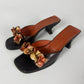 Prada Leather Floral Embellishment Square Toe Heel Mules 1990s - 38 IT/39 EU
