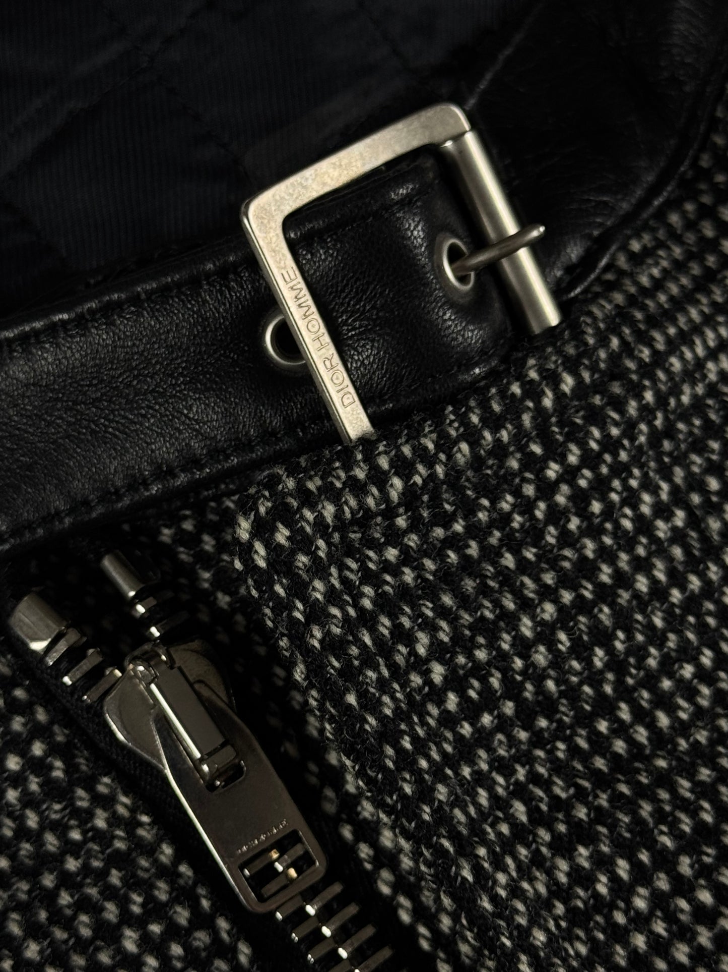 Dior Homme Wool Navigate Leather Belted Collar Bomber Jacket FW 2007 - L