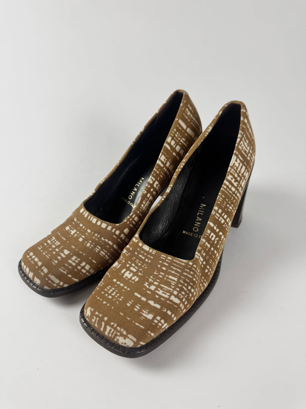Prada Tweed Striped Print Microfiber Heel Pumps SS 1996 - 40 IT/41 EU