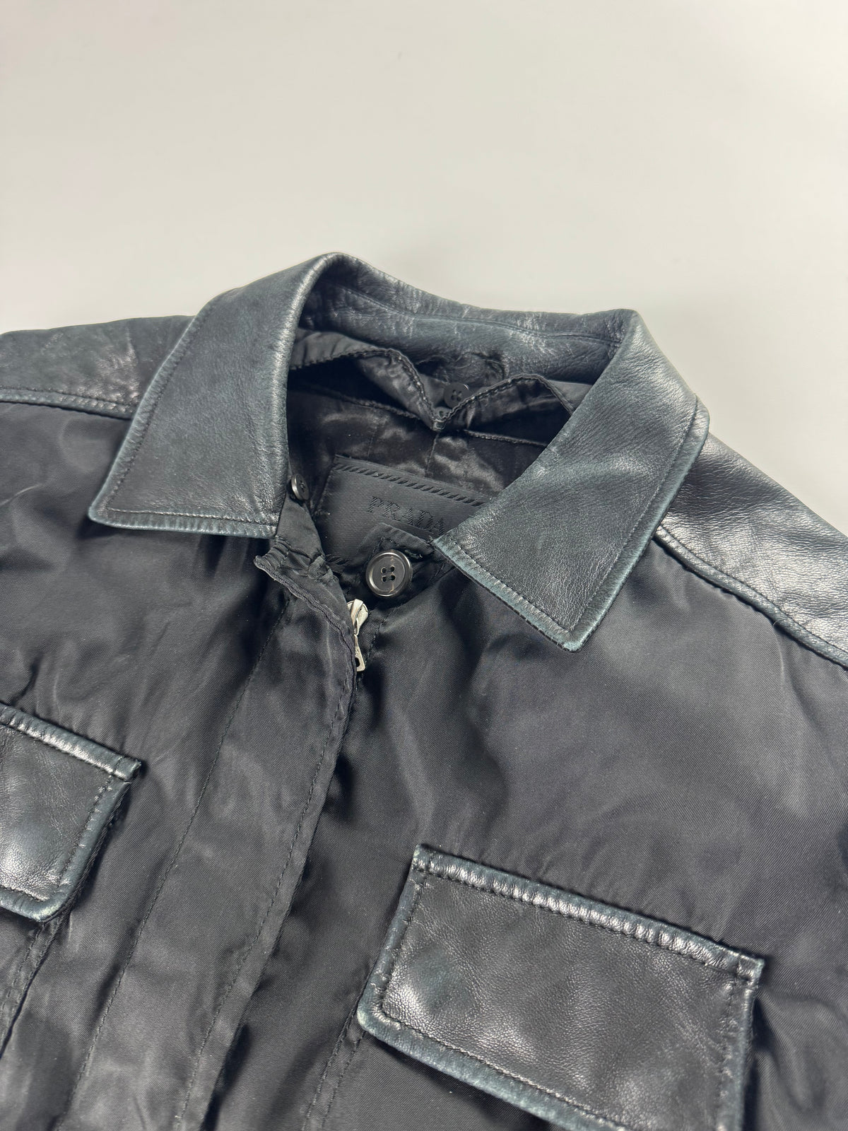 Prada Multi Pockets Leather Collar Officer Jacket FW 1994 - L