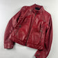 Prada Padded Elbows Red Leather Motor Jacket SS 2000 - S