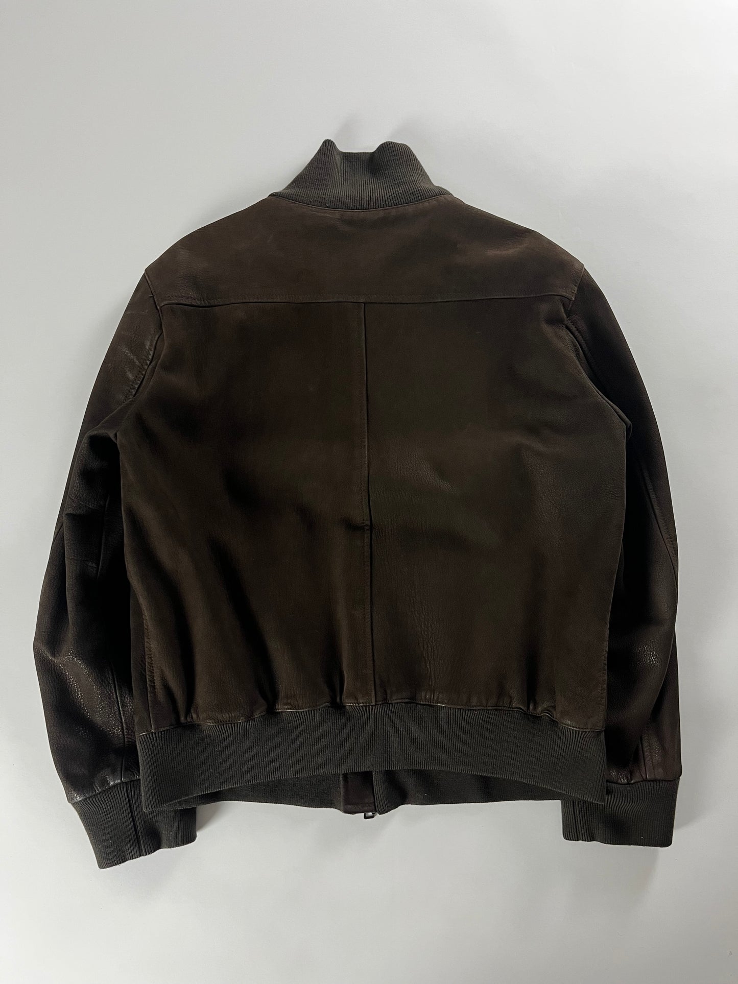 Prada Brown Premium Leather Bomber Jacket 2000s - L