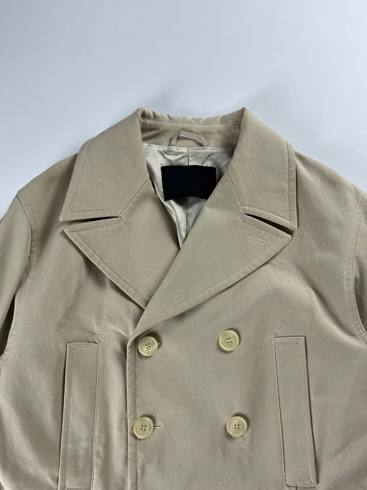 Prada Ivory Double Breasted Officer Overcoat FW 1995 - M