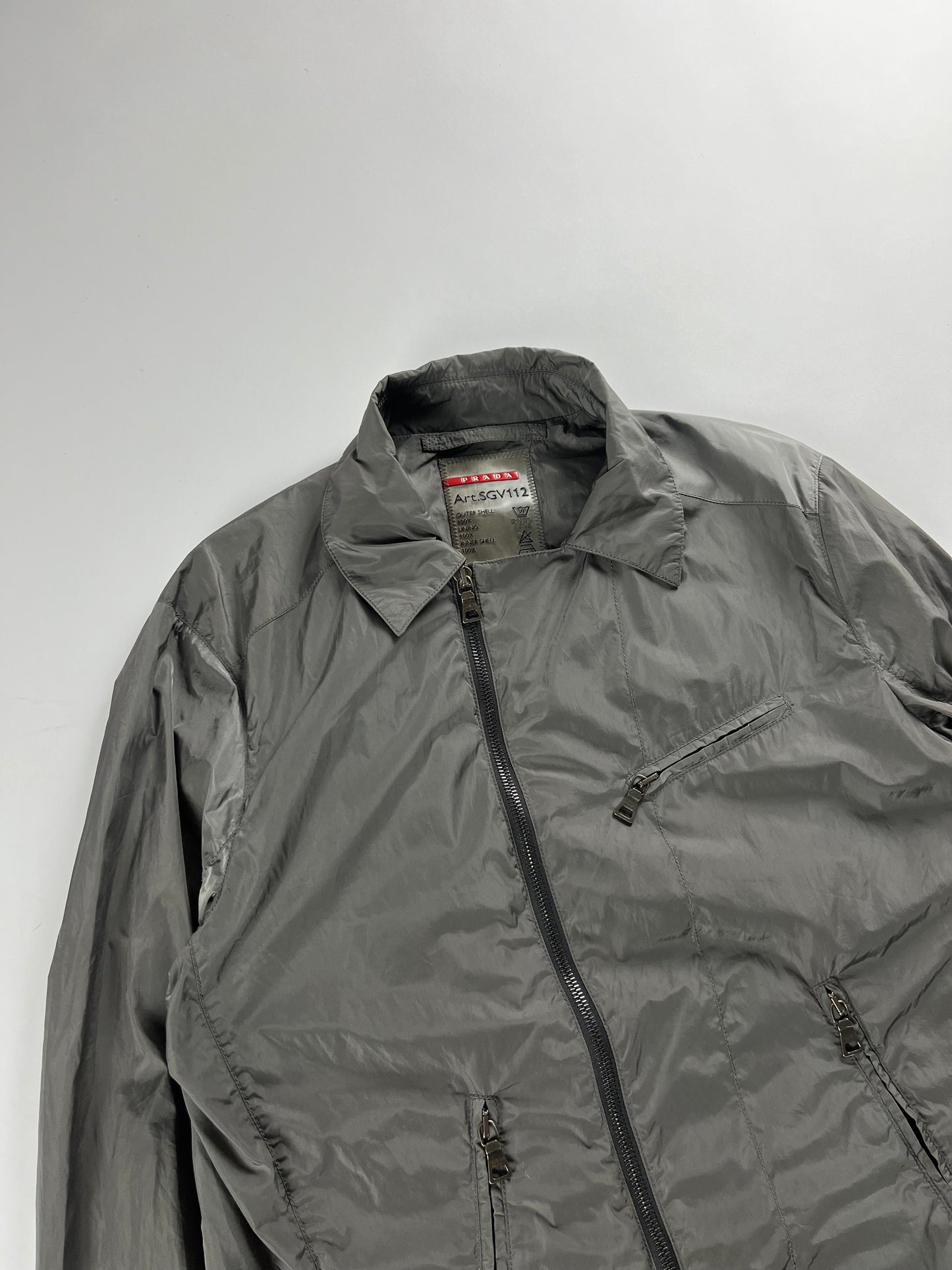 Prada Asymmetrical Zipper Nylon Metal jacket - M