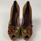 Miu Miu Floral Brown Suede Heels 1990s - 40 IT/41 EU