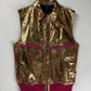 Dior Homme Sample Oro Fluxia Gold Crinkled Metallic Fuchsia Zip Trim Leather Sleeveless Jacket SS 2009 - M