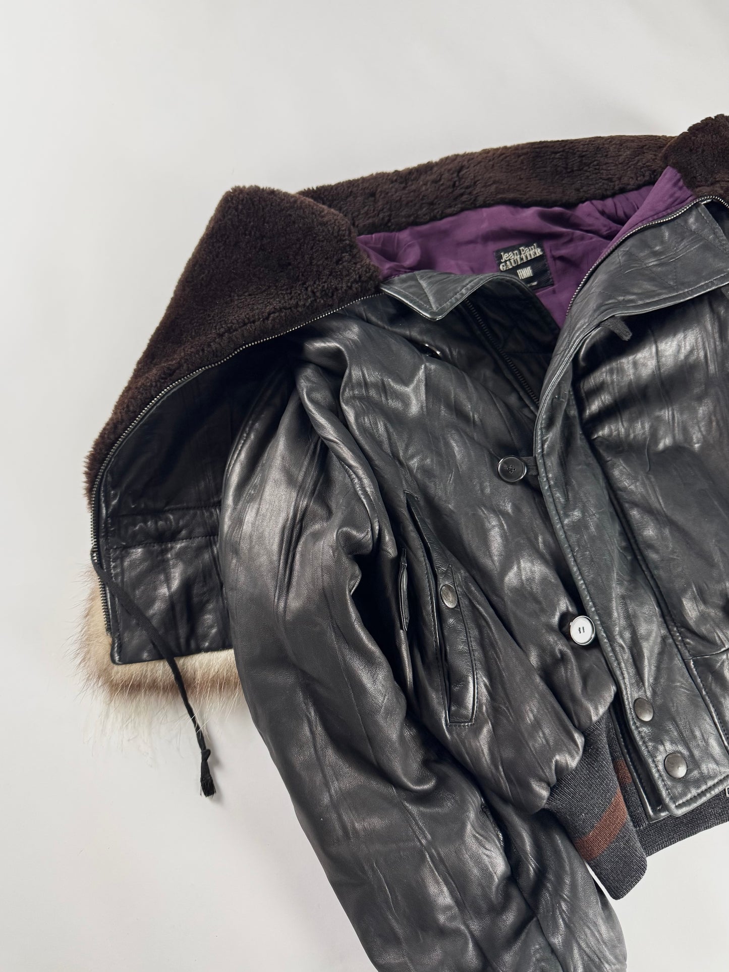 Jean Paul Gaultier Oversize Fur Covered Sheepskin Leather Bomber Jacket FW 2003 - S