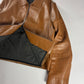 Prada Cognac Premium Leather Double Zipper Padded Layer Minimalist Jacket FW 2000 - L