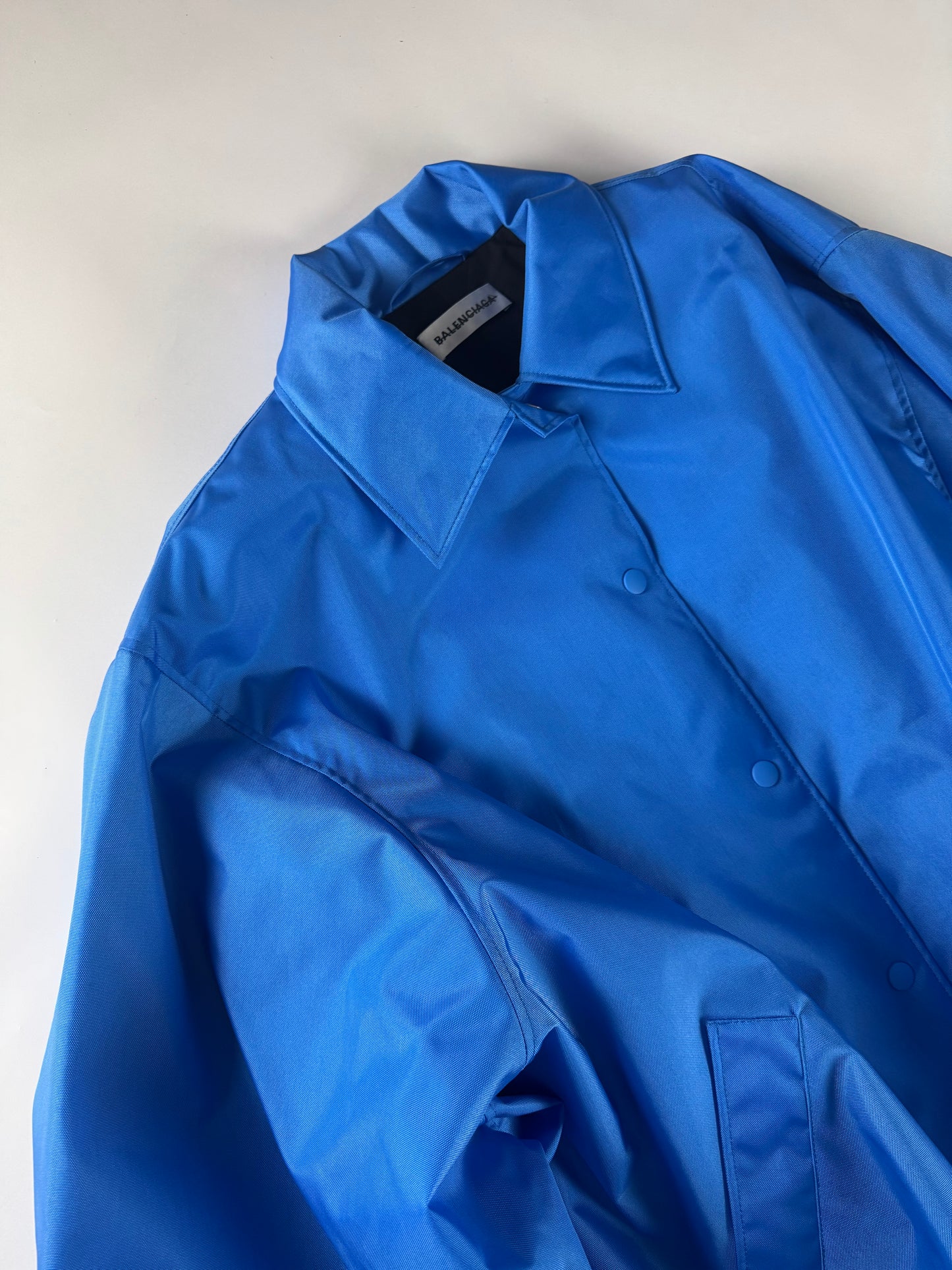 Balenciaga Electric Blue Oversize Shirt Balloon Overcoat FW 2018 - M