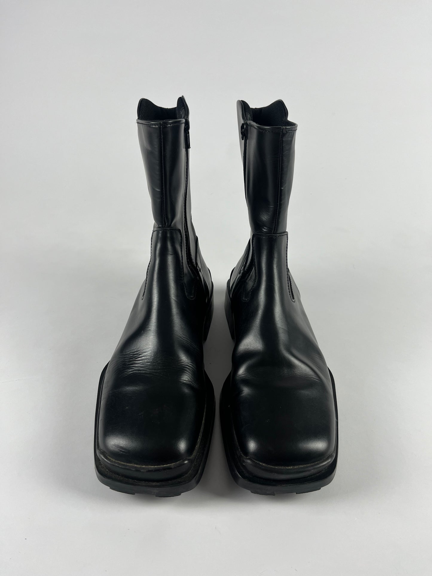 Prada Black Leather Square Toe High Boots FW 1999 - 9 IT/44 EU
